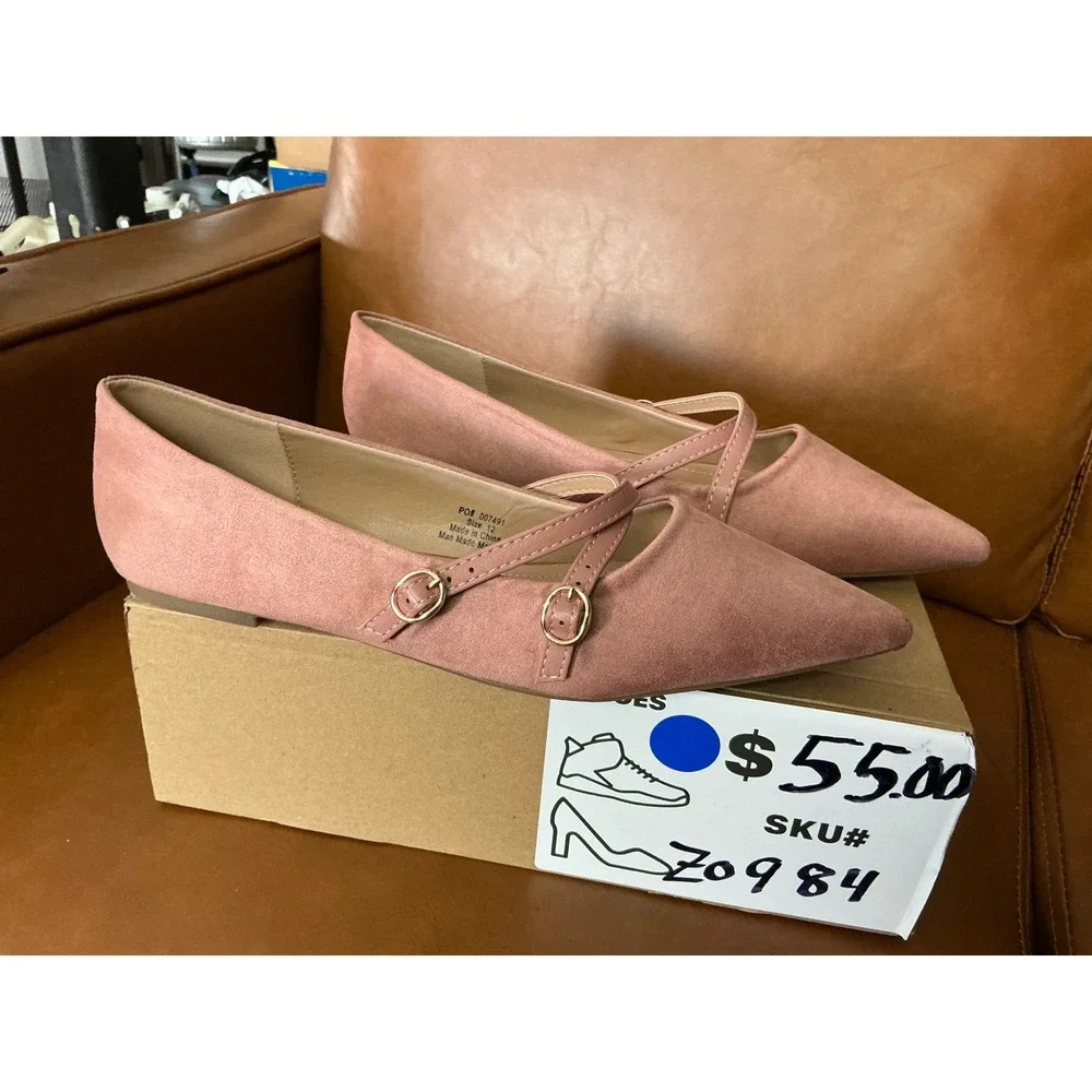 Journee Collection Patricia Flats Womens 12 Blush Pointed Toe Strappy